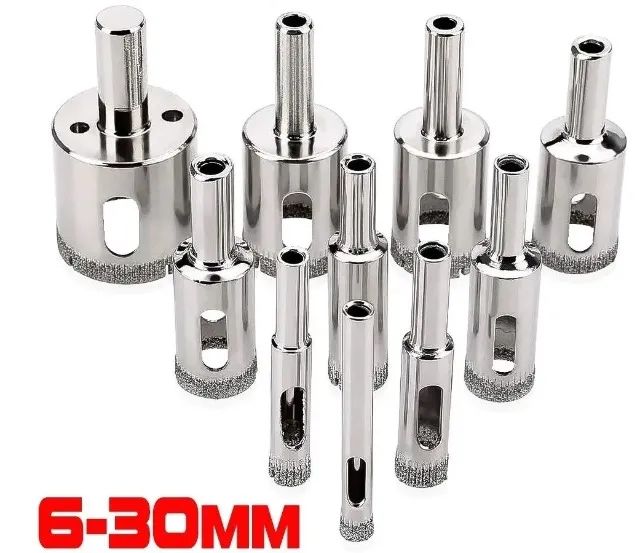 Jogo Broca Serra Copo Diamantadas 10pcs de 6 A 30mm para Vidro Mármore Granito Porcelanato - Foto 5