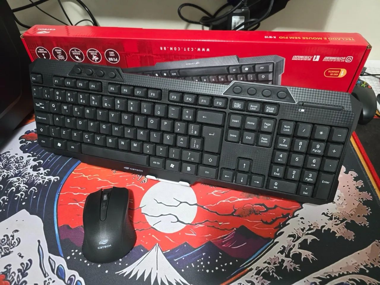 Kit Teclado + Mouse Sem Fio K-W10BK C3Tech