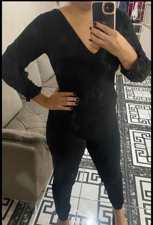 Macacão Preto Longo - Tamanho G - Foto 3