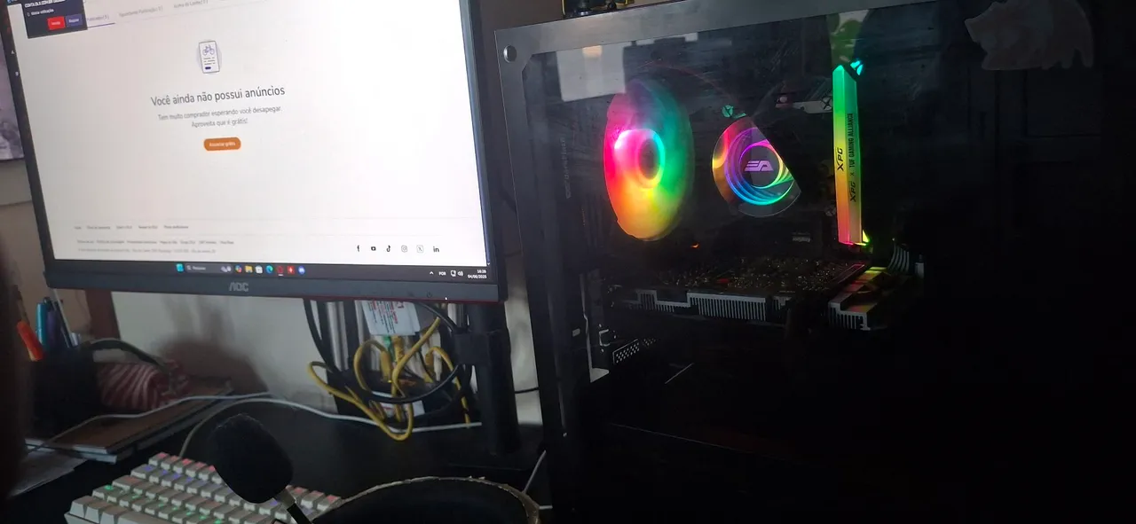 PC Gamer completo com monitor 240hz e placa de video