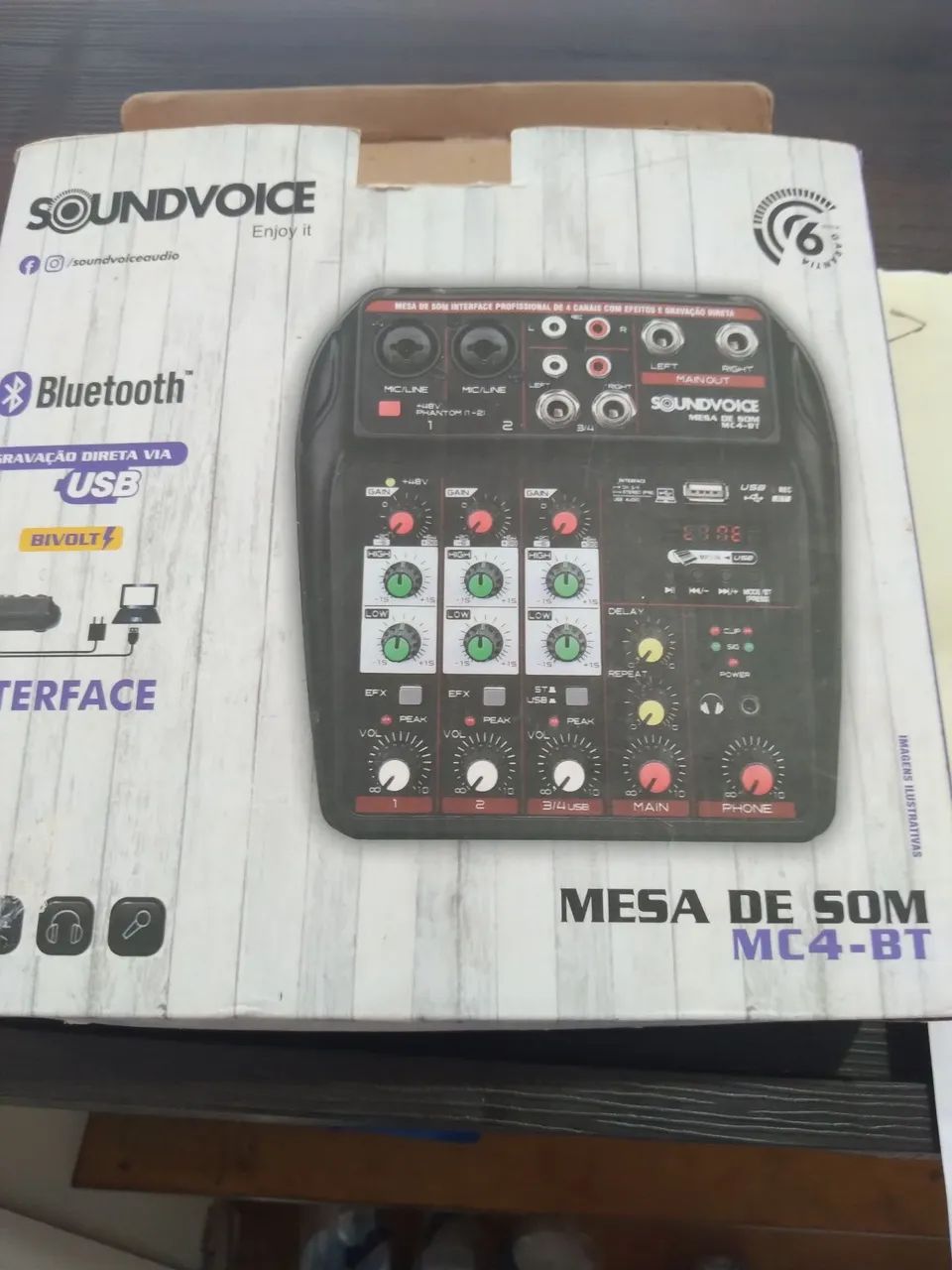 Mesa de Som Compacta Soundvoice MC4-BT - Foto 2
