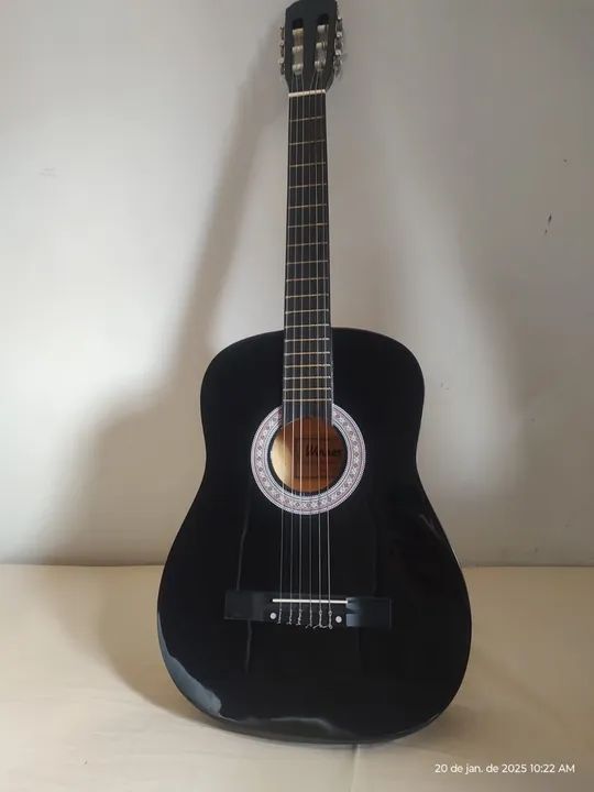 Violão Acústico Preto - Para canhoto