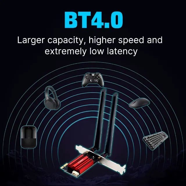 Adaptador de Internet Sem Fio Fenvi AC1200, WiFi 5, Bluetooth 4, 1200Mbps, 2.4G, PC [Novo] - Foto 3