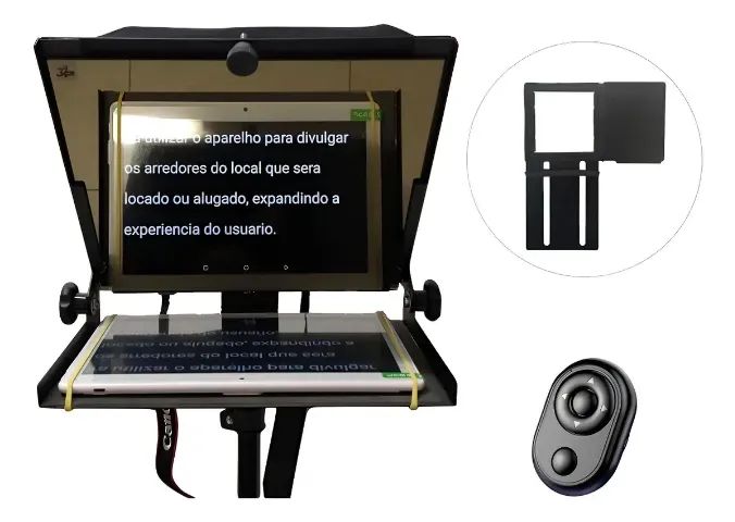 Teleprompter 10,5 Handycam Dslr + Controle E Suporte Celular