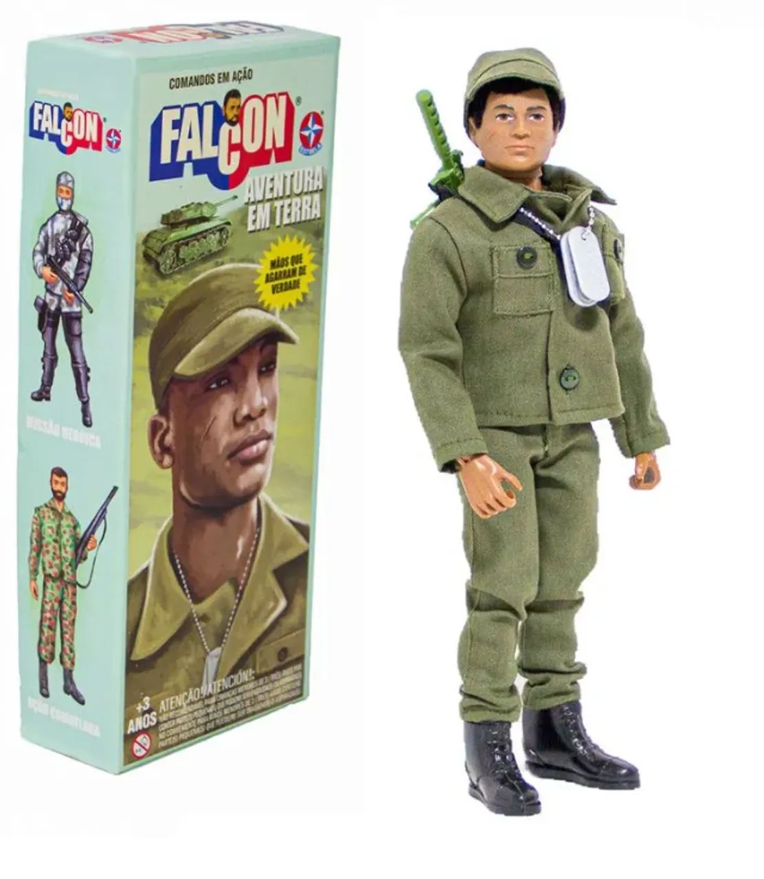 boneco Falcon estrela desafio em terra