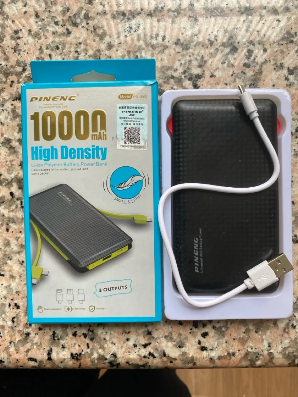 Carregador Portátil Pineng 10000mAh - 3 tipos de conectores