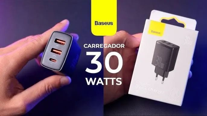 Carregador Baseus 30W + 1 Cabo de 1M - Rápido e Potente!