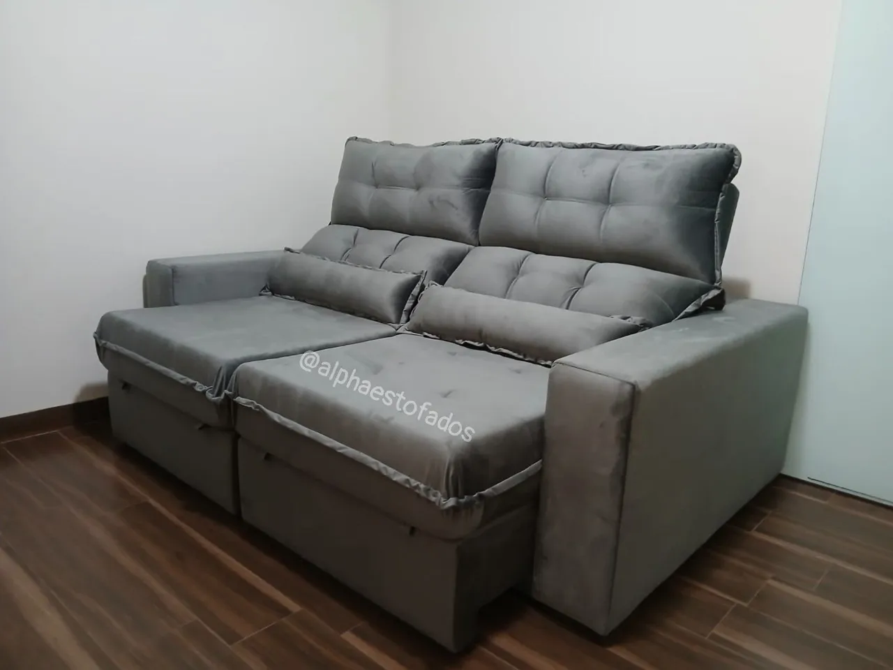 Sofá Retrátil Cinza 2.00 metros
