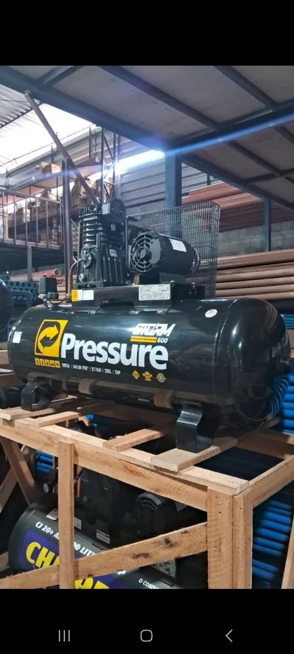 COMPRESSOR DE AR 200LITROS 5CV TRIF 220/380V 140PSI 20PES PRESSURE