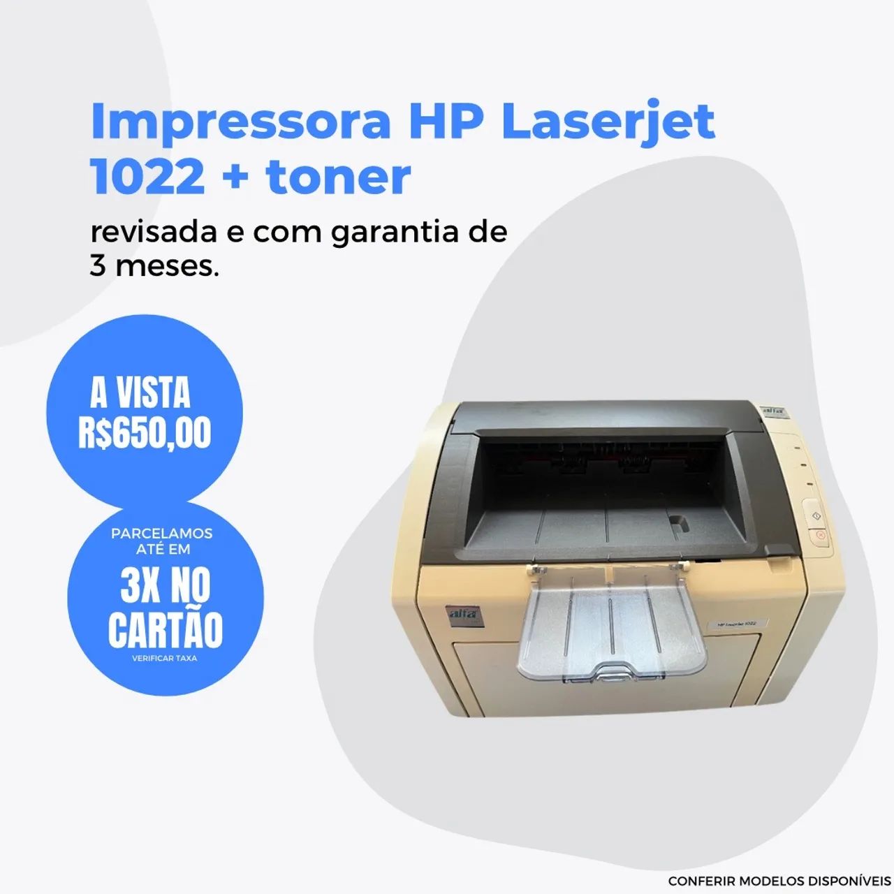 Impressora HP Laserjet 1022 + Toner c/ Garantia