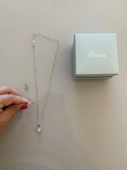 Conjunto Pratafina com Colar e Anel