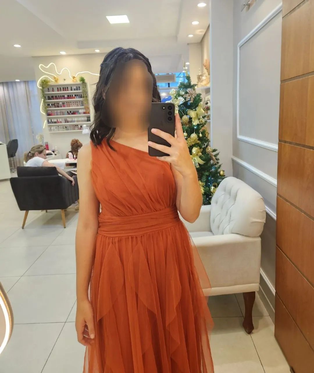 Vestido Longo Terracota com Tule Festa Madrinha Casamento - Foto 2