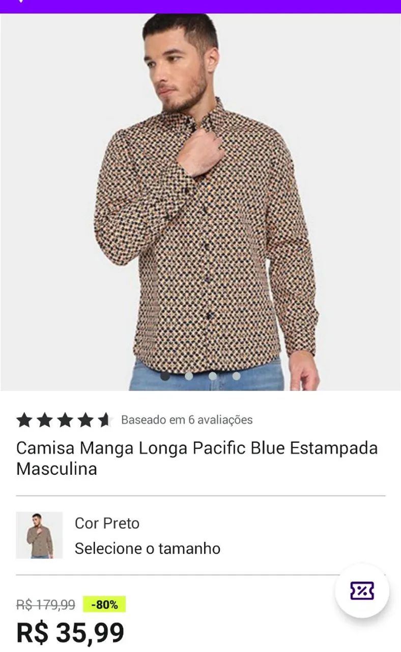 Camisa Manga Longa Pacific Blue tamanho P - Foto 3