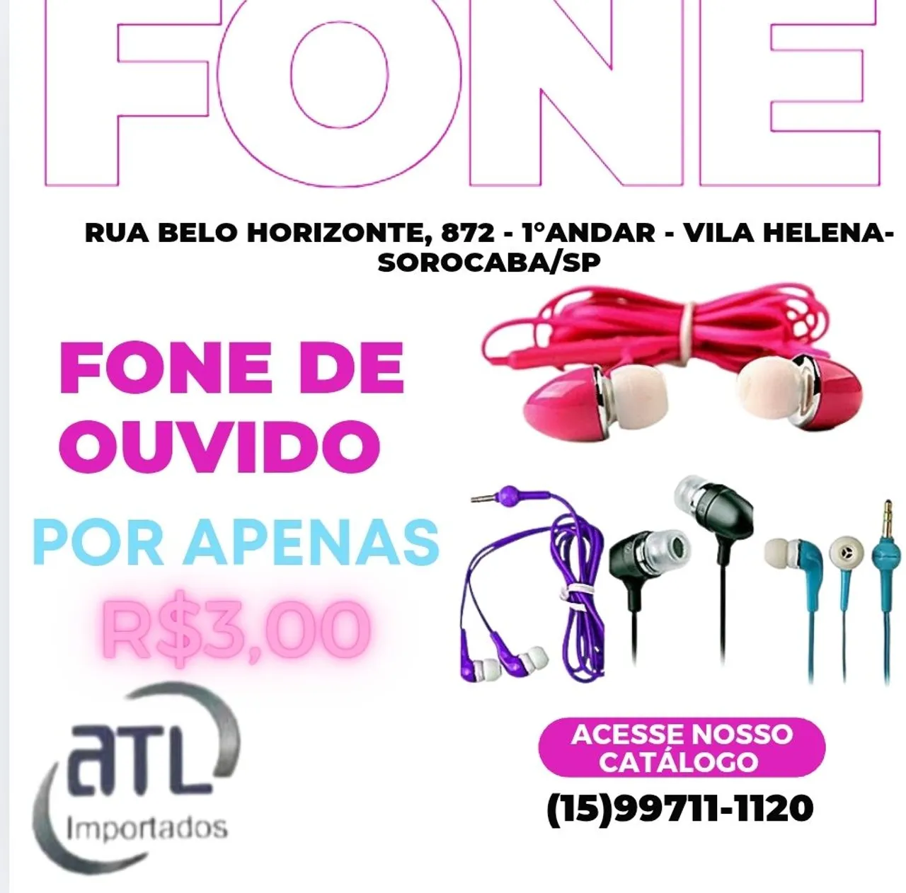 Fone de ouvido Simples - R$ 3,00