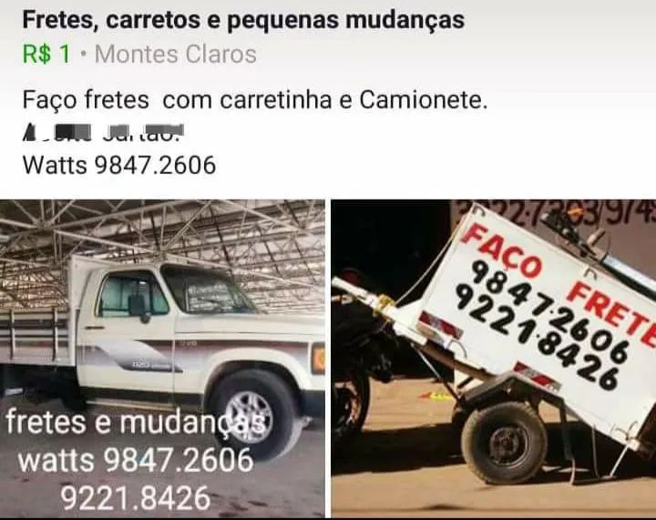 Fretes carretinha e camionete 