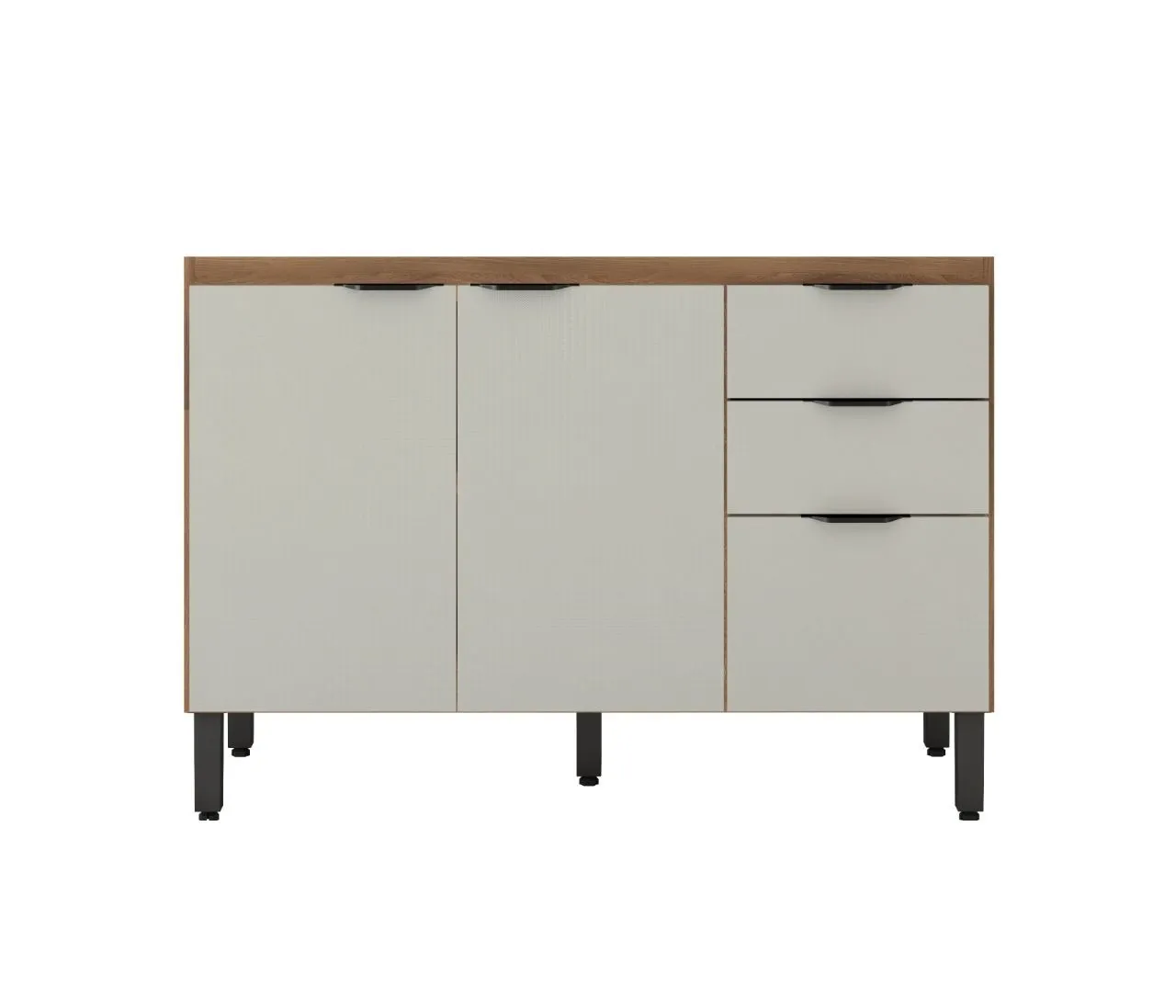 Balcão de cozinha com 3 portas e 2 gavetas