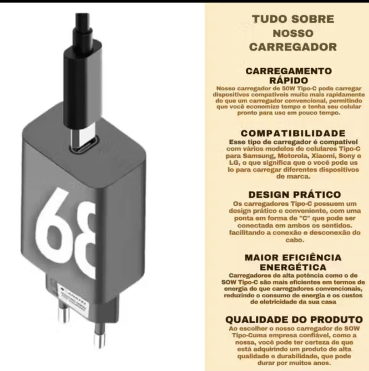 Carregador turbo 68w - Foto 2
