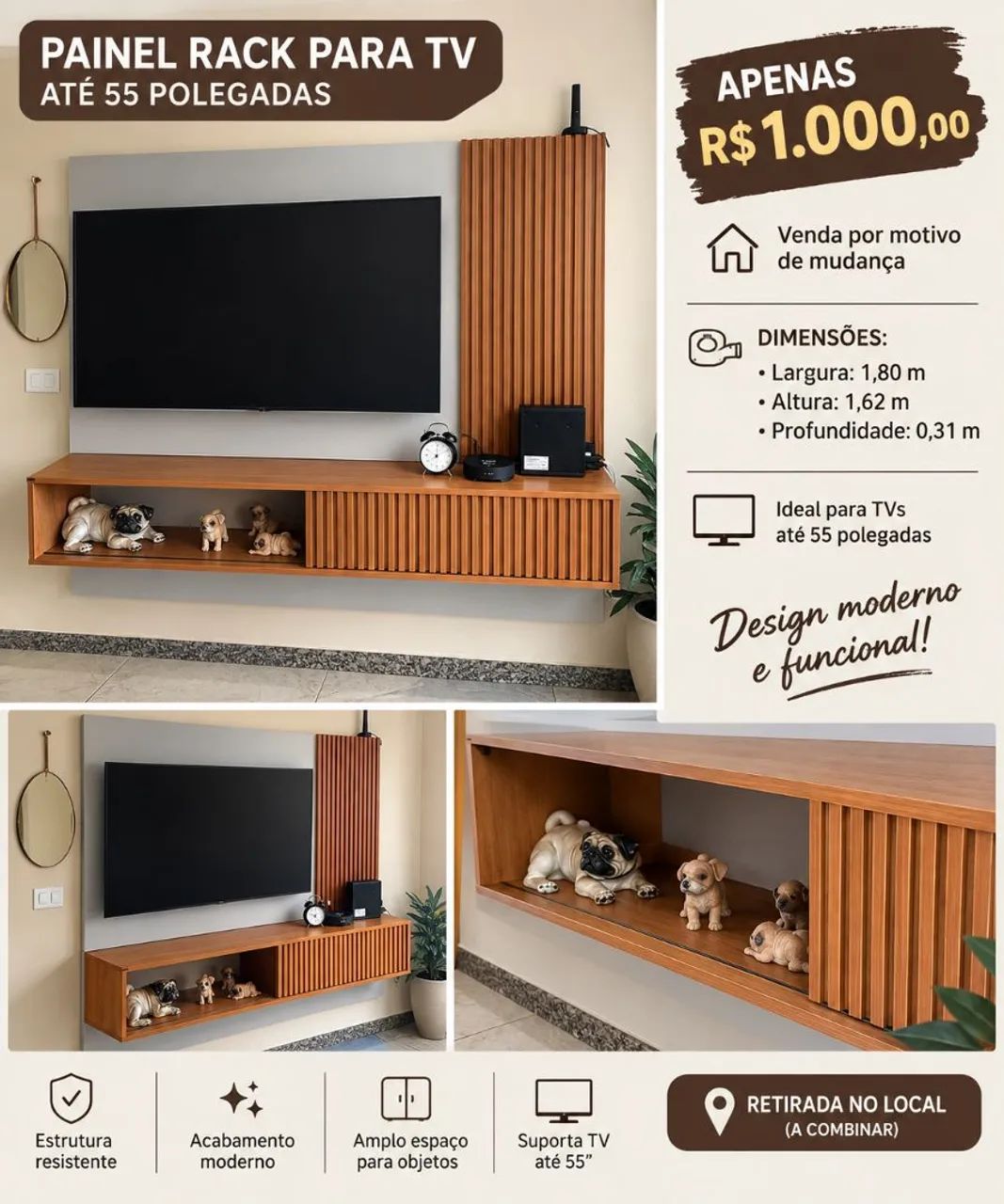 Painel Rack para TV até 55'