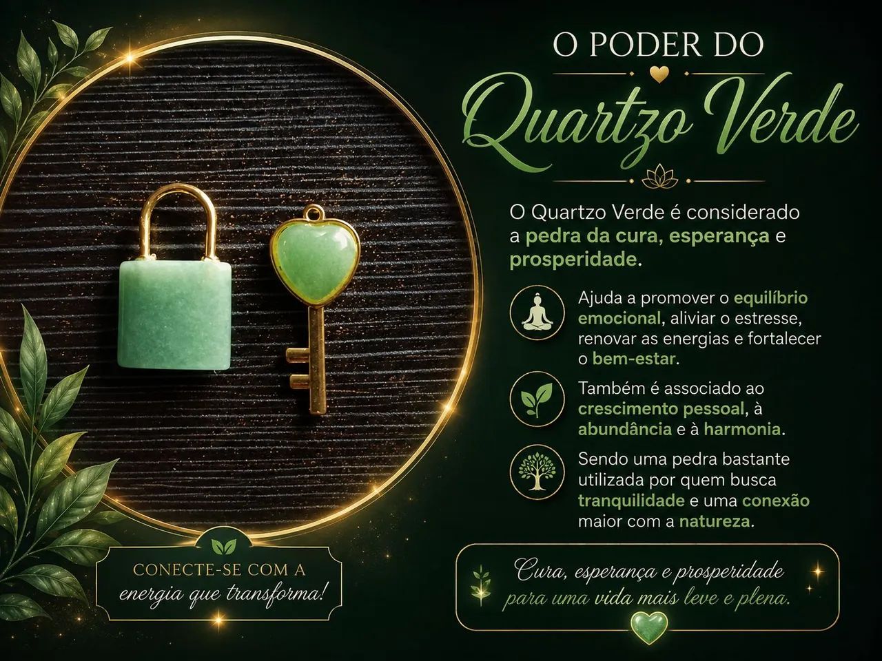 Pingente Cadeado e Chave com Quartzo Verde | Amuleto de Proteção e Força - Foto 4