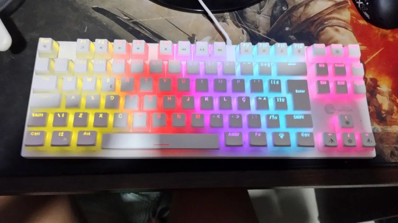 TECLADO BRANCO SWITCH AZUL 80% - Foto 2