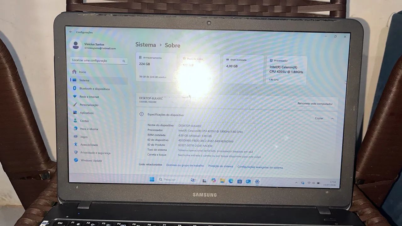 Notebook Samsung SSD Windows 11 R$ 980 - Com Detalhe - Foto 3