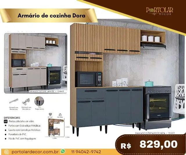 Armário de cozinha Dora, a pronta entrega 