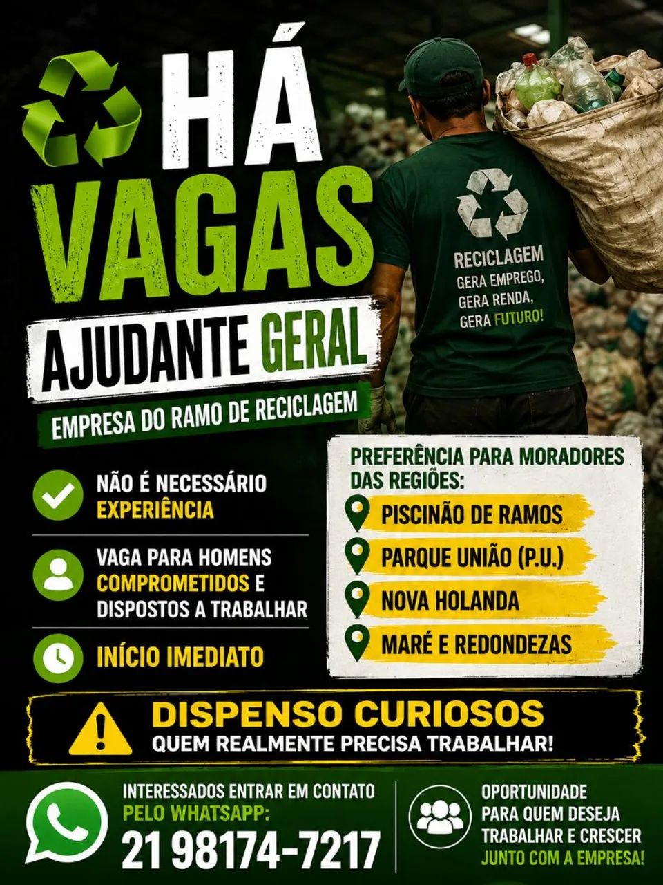 Vagas trabalho reciclagem 