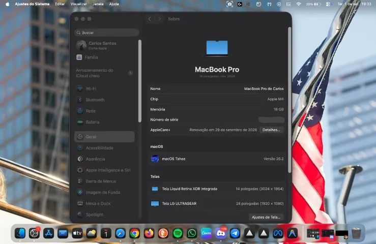 MacBook Pro 14 M4 16GB 512GB SSD 2024 AppleCare+ Bateria 100% - Foto 3