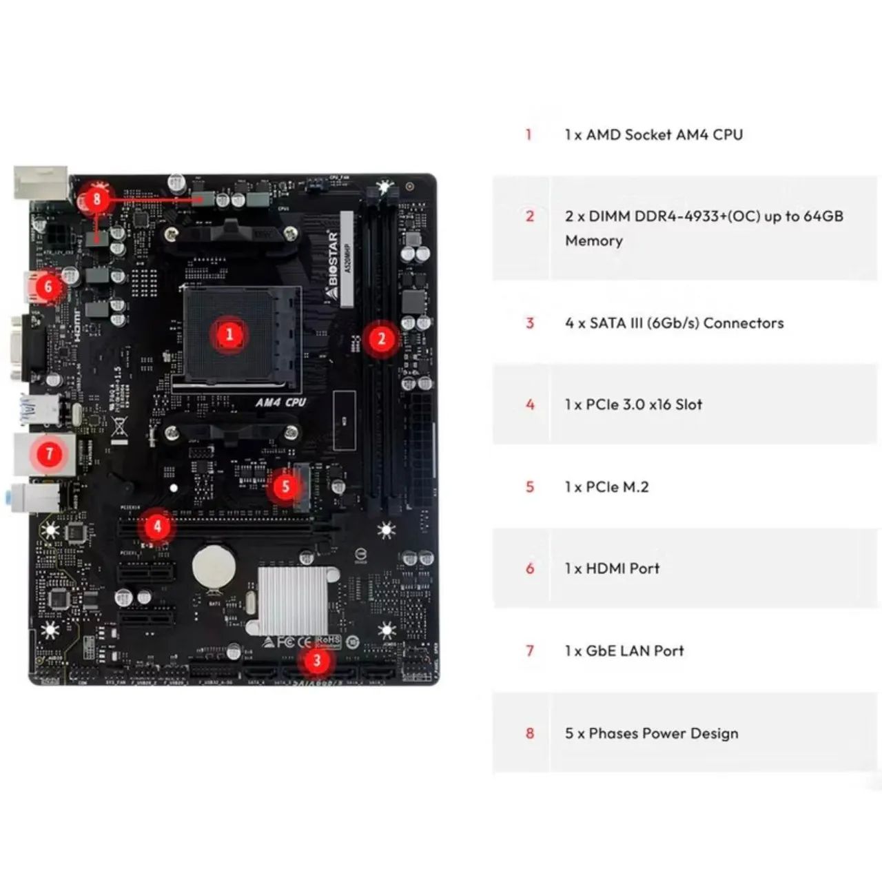 A520M Biostar + memória ram ddr4 8gb 2400mhz - Foto 2