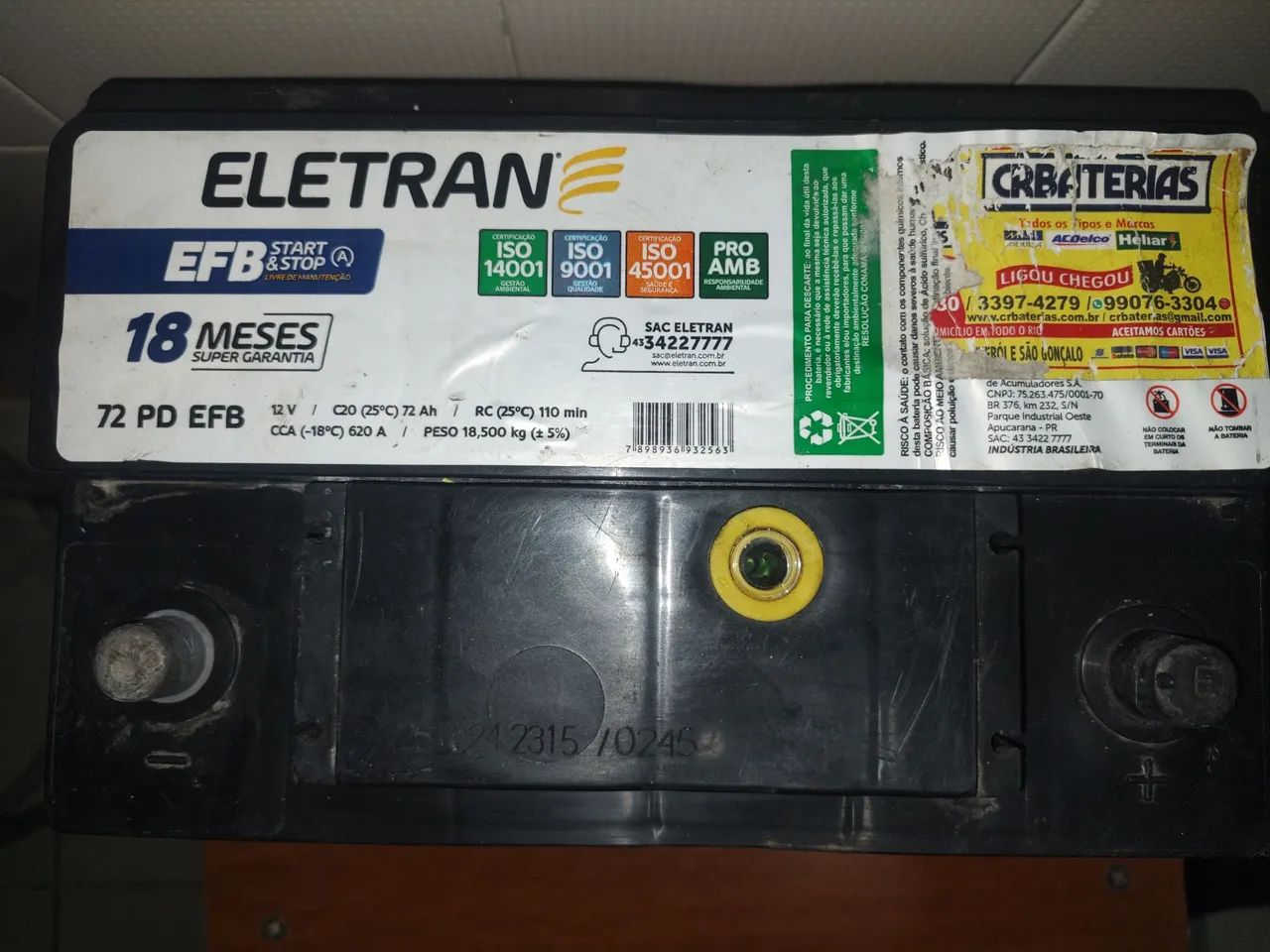 Bateria Eletran EFB  72AH START STOP  - Foto 2
