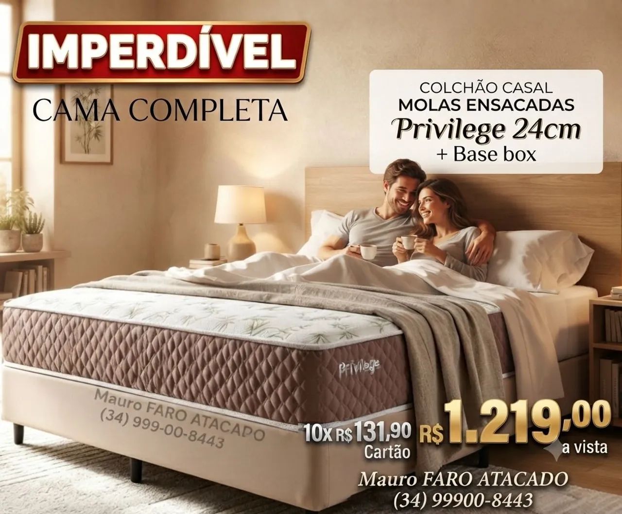 Cama Casal completa Colchão Molas Ensacadas