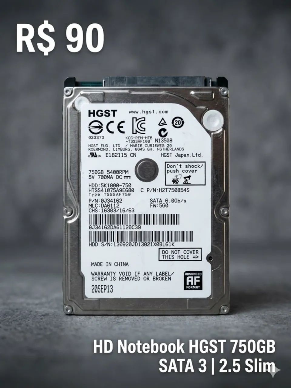 HD notebook HGST 750 GB