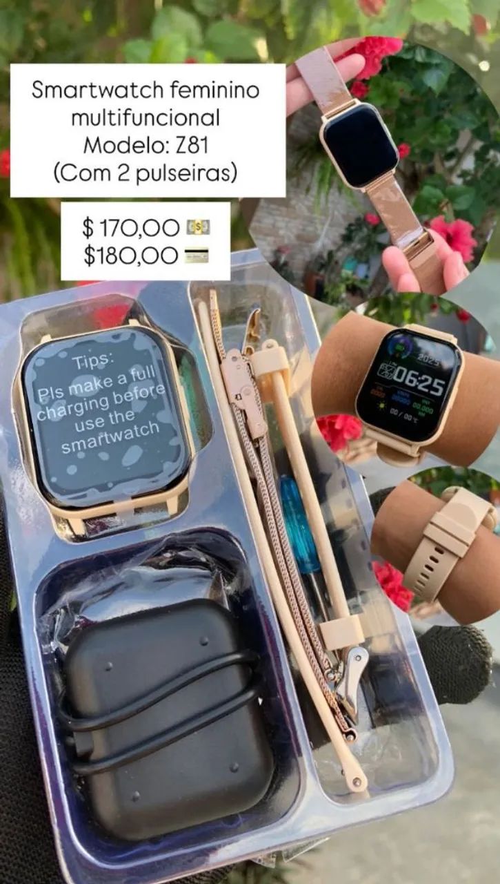 Relógio feminino smartwhatch 