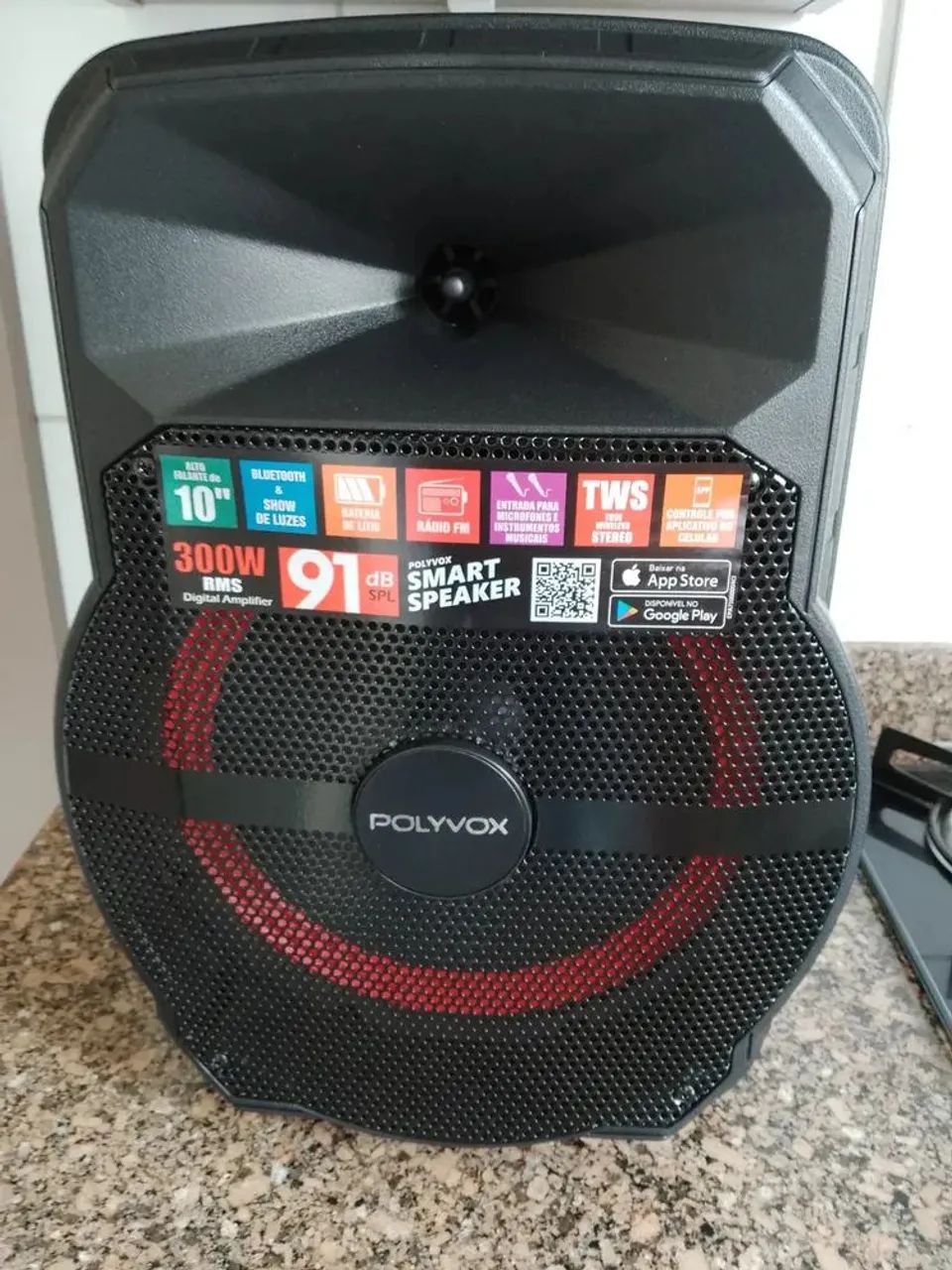 Caixa de som Bluetooth Polivox 300rms forte 