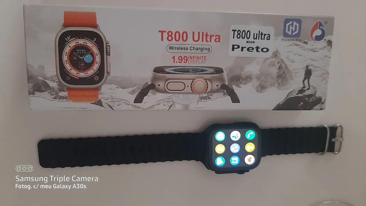 Smartwatch T800 Ultra Unissex com Pulseira preta  - Foto 4