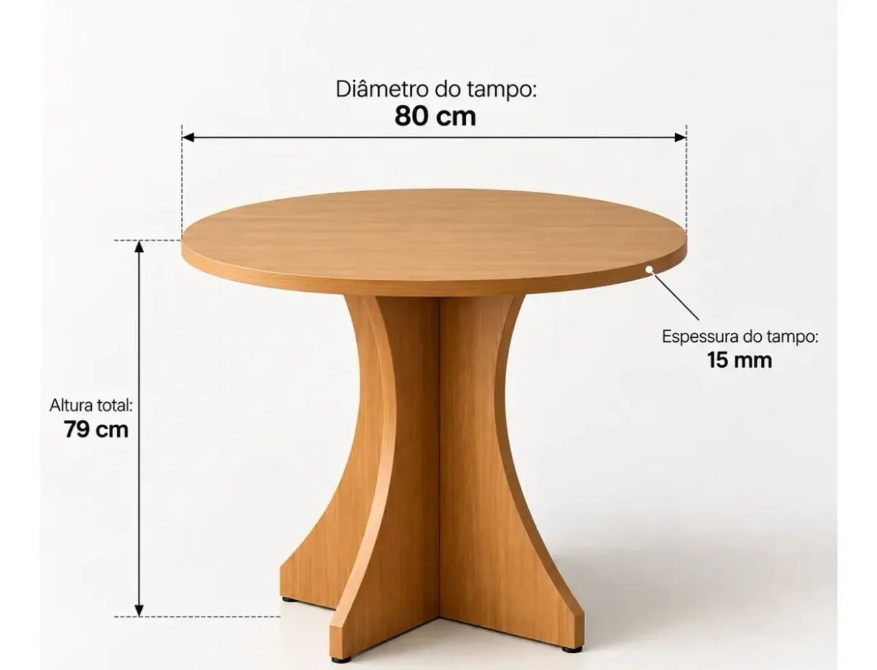 Mesa rústica redonda versátil 80cm natural  - Foto 2