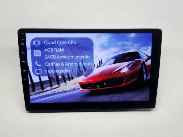 Multimídia Android 10 polegadas 2din 4gb Ram GPS Carplay