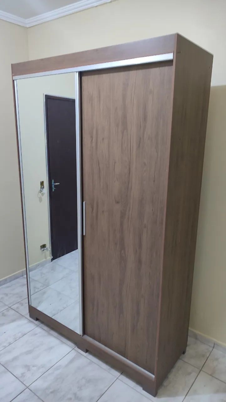  Guarda-Roupa 2 Portas de Correr com Espelho