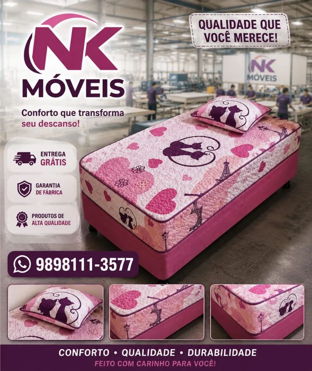 Camas box de solteiro e solteirão de espuma e molas novas, PEÇA JÁ A SUA! - Foto 4