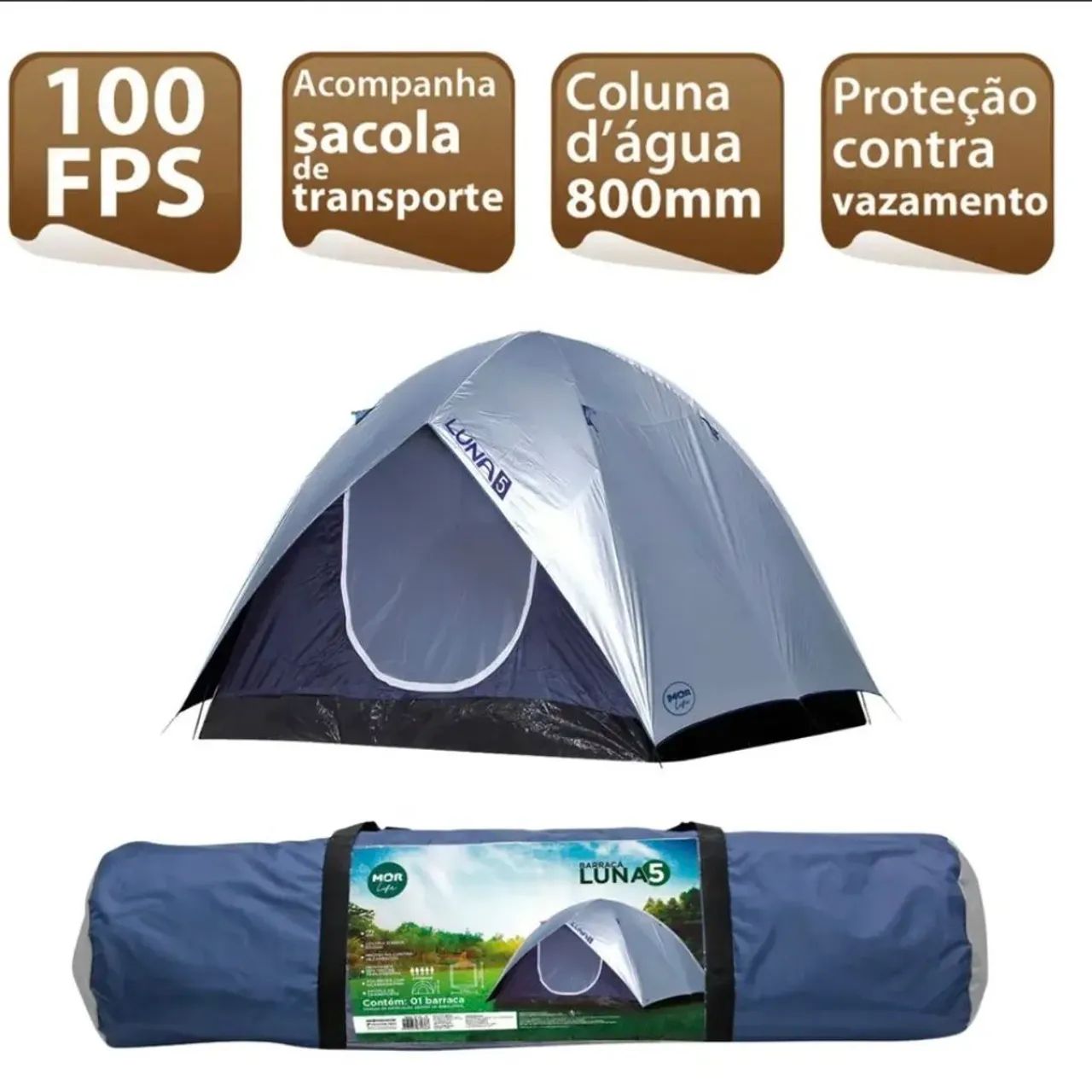 BARRACA MOR LUNA 5 PESSOAS PROTEÇÃO SOLAR, MOSQUITEIRO E RESISTENTE A AGUA - Foto 3
