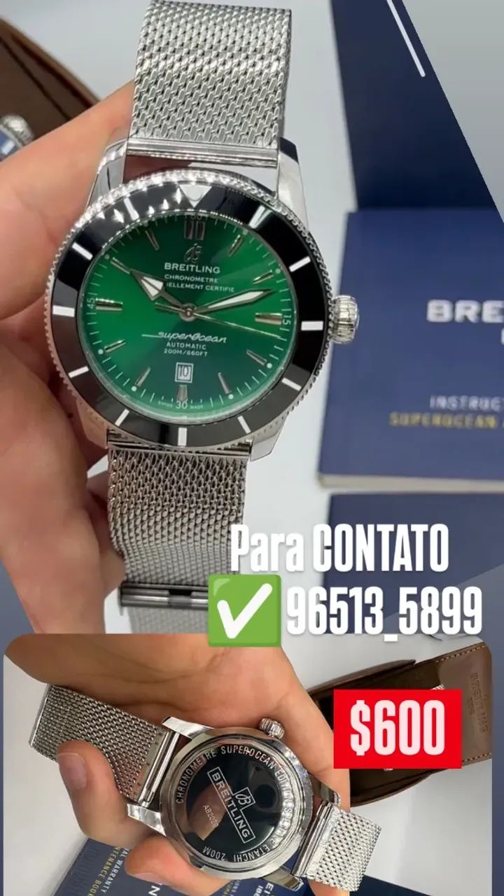Relógio BREITLING SUPER OCEAN AUTOMÁTICO _ FUNDO VERDE - Foto 3