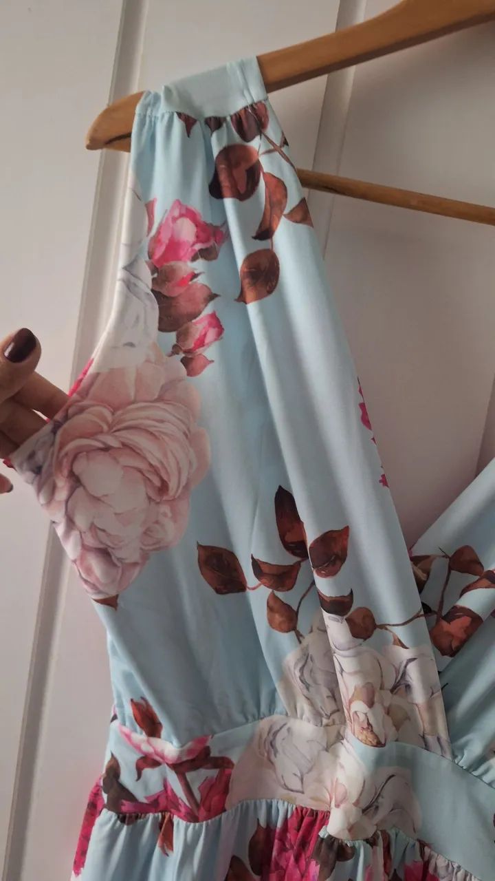Vestido longo floral azul serenity  - Foto 3