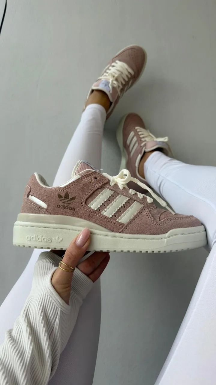 Tenis Adidas fórum low Couro Rose pérola  - Foto 2