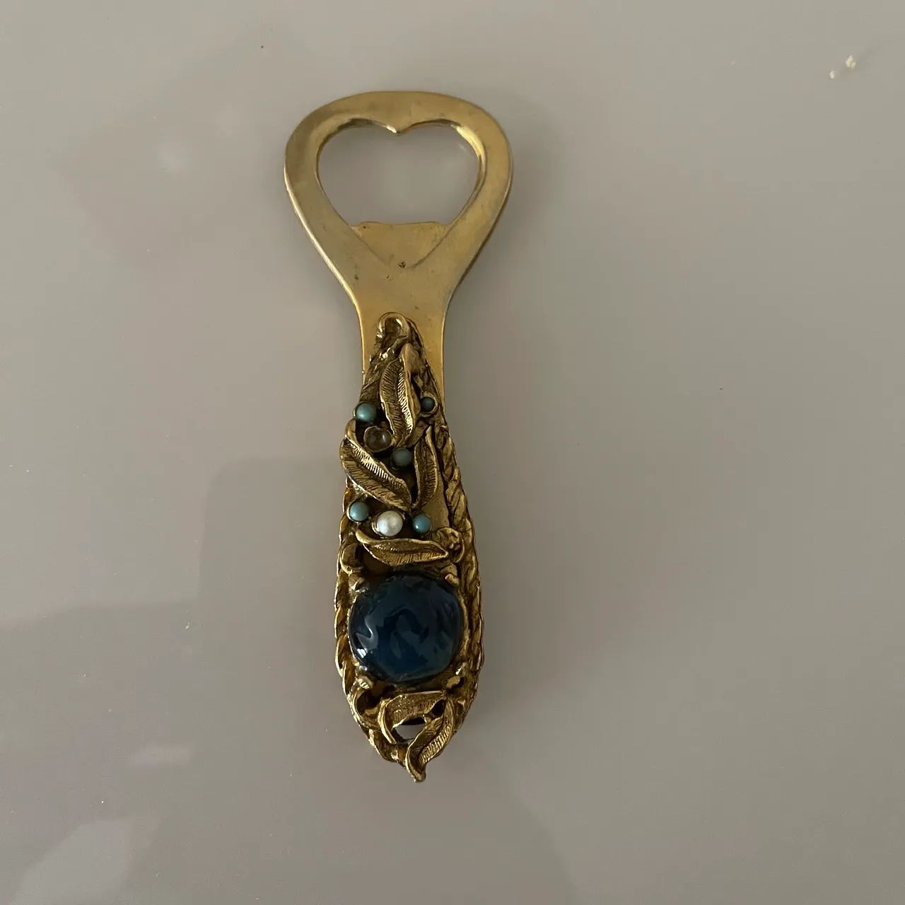 Abridor De Garrafa Antigo Bronze Latão Com Pedras Vintage