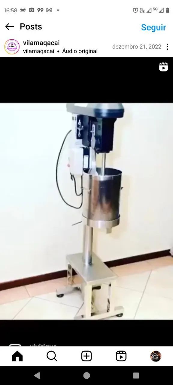 Máquina refinar Açaí 