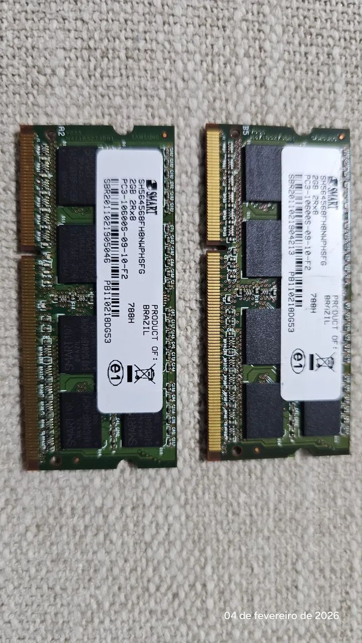 2 Memórias RAM Notebook 2GB Cada - Foto 5