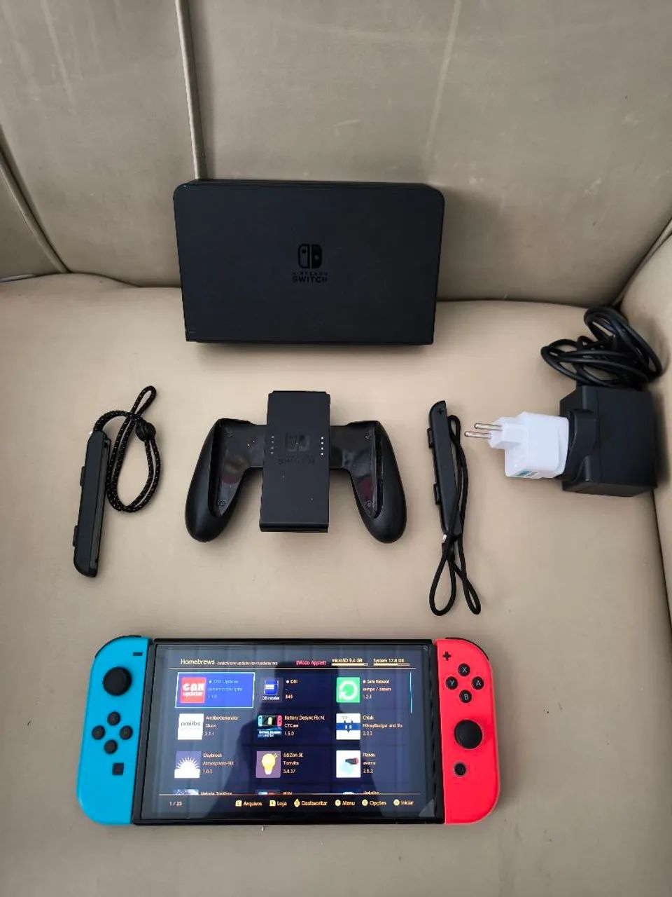 Nintendo switch OLED desbloqueado sd128GB lotado de jogos  - Foto 4