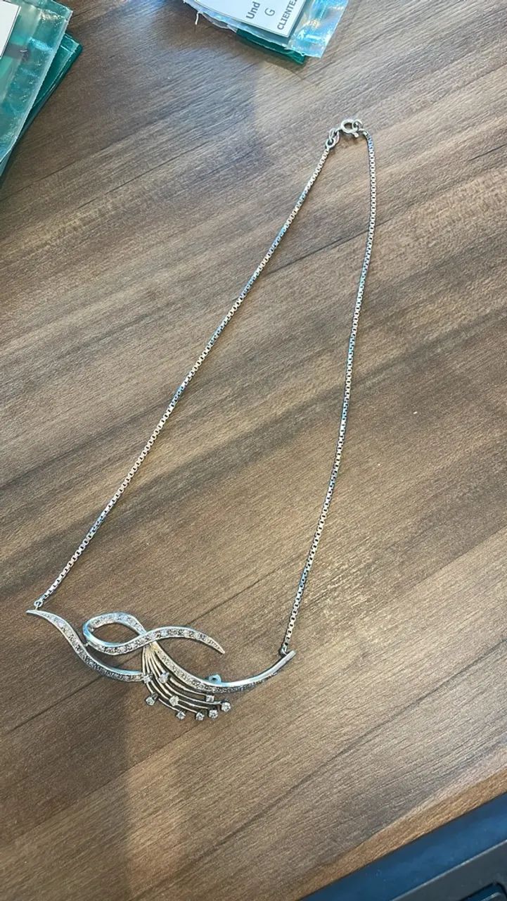 Corrente em ouro branco com diamante  - Foto 3
