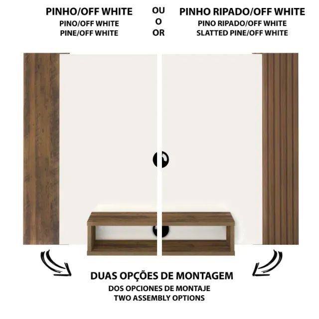 Painel Cine Pinho Ripado/Off White - Foto 3