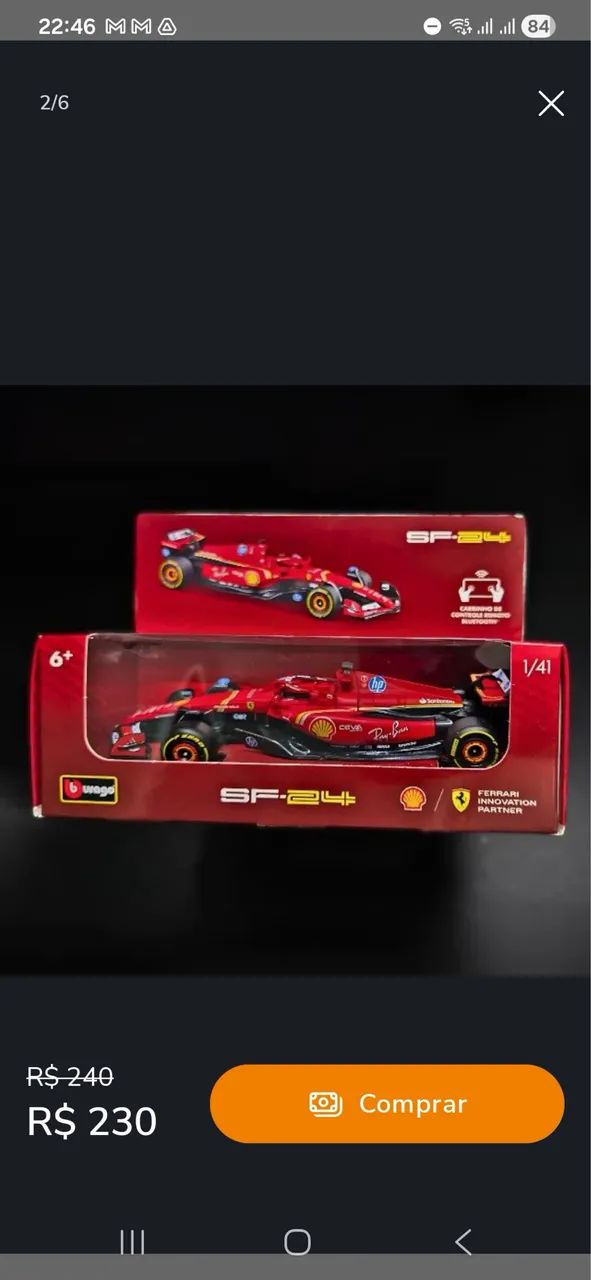 Miniatura CONTROLE REMOTO F1 Burago Ferrari SP-24 Shell 1/41Bluetooth - Foto 2